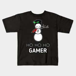 Ho Ho Ho Gamer Snowman Dabbing Kids T-Shirt